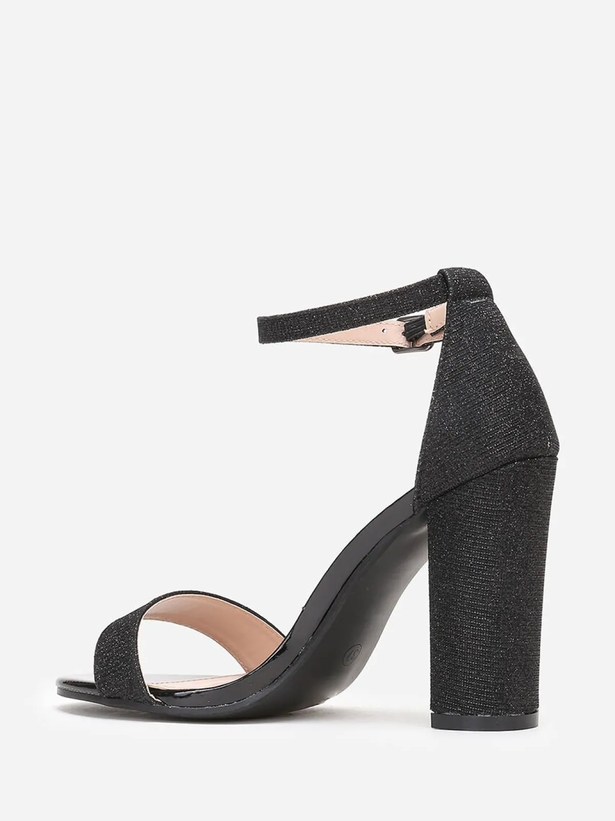 Discount La Modeuse Sandales vernies en tissu pailleté Noir
