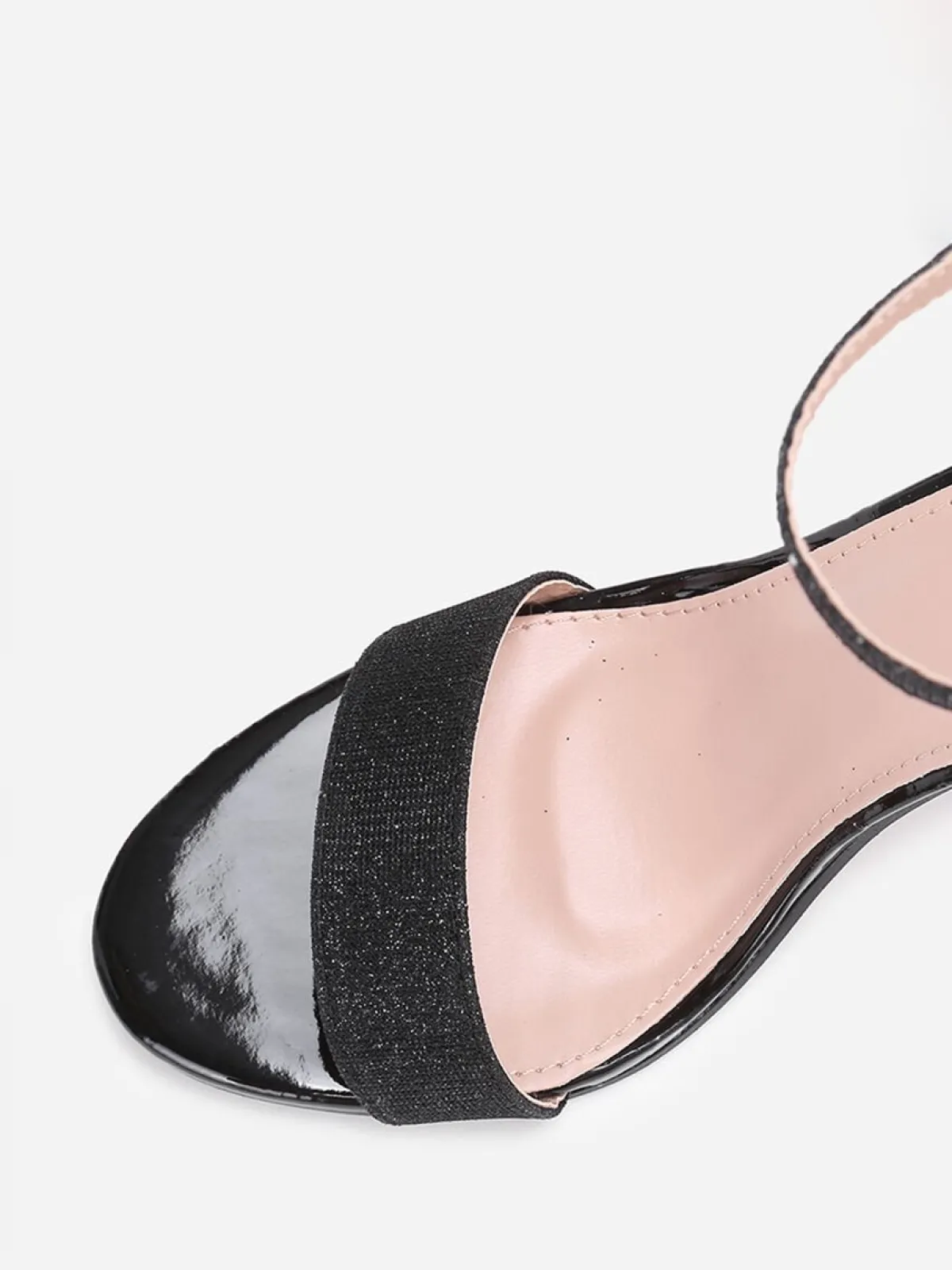 Discount La Modeuse Sandales vernies en tissu pailleté Noir