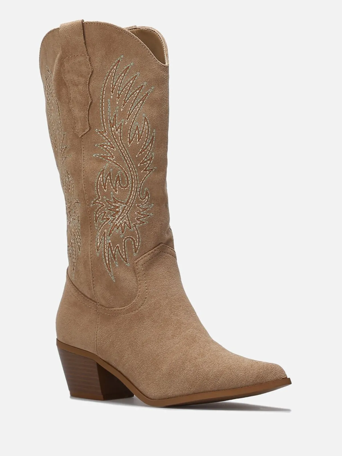 Online La Modeuse Santiags à motifs brodés Camel
