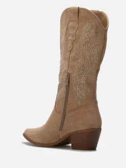 Online La Modeuse Santiags à motifs brodés Camel
