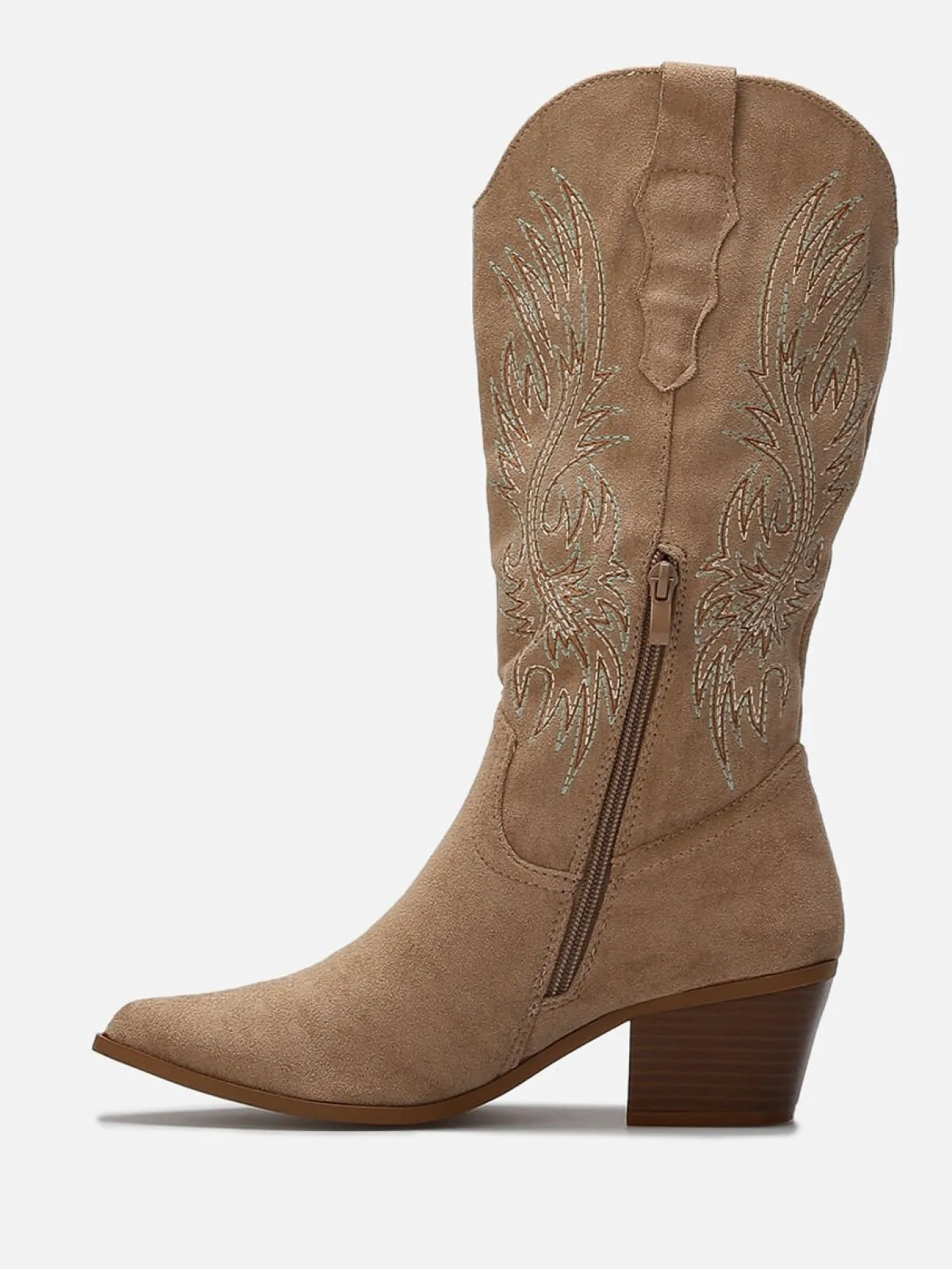 Online La Modeuse Santiags à motifs brodés Camel