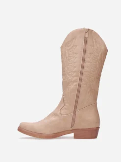 New La Modeuse Santiags à motifs surpiqués Taupe