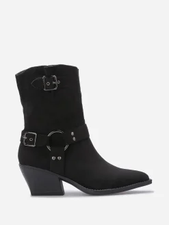Sale La Modeuse Santiags à sangles et anneau Noir
