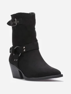 Sale La Modeuse Santiags à sangles et anneau Noir