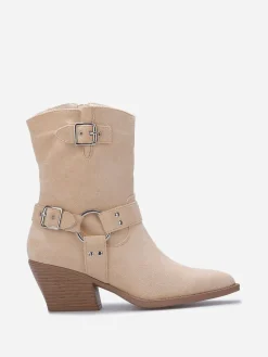 Sale La Modeuse Santiags à sangles et anneau Beige