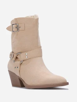 Sale La Modeuse Santiags à sangles et anneau Beige