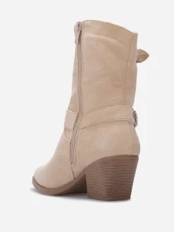 Sale La Modeuse Santiags à sangles et anneau Beige