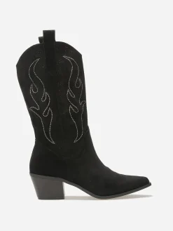 Discount La Modeuse Santiags ajourées à strass Noir