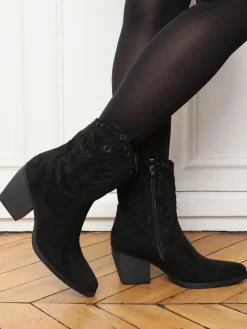 New La Modeuse Santiags basses à surpiqûres Noir