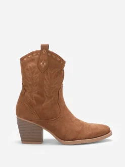 New La Modeuse Santiags basses à surpiqûres Camel