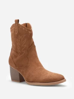 New La Modeuse Santiags basses à surpiqûres Camel
