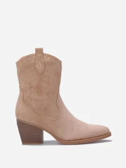 Discount La Modeuse Santiags basses à surpiqûres Taupe