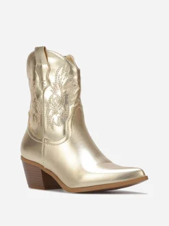 Outlet La Modeuse Santiags en simili à surpiqûres Doré