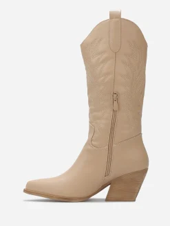 Best La Modeuse Santiags en simili et motifs brodés Taupe