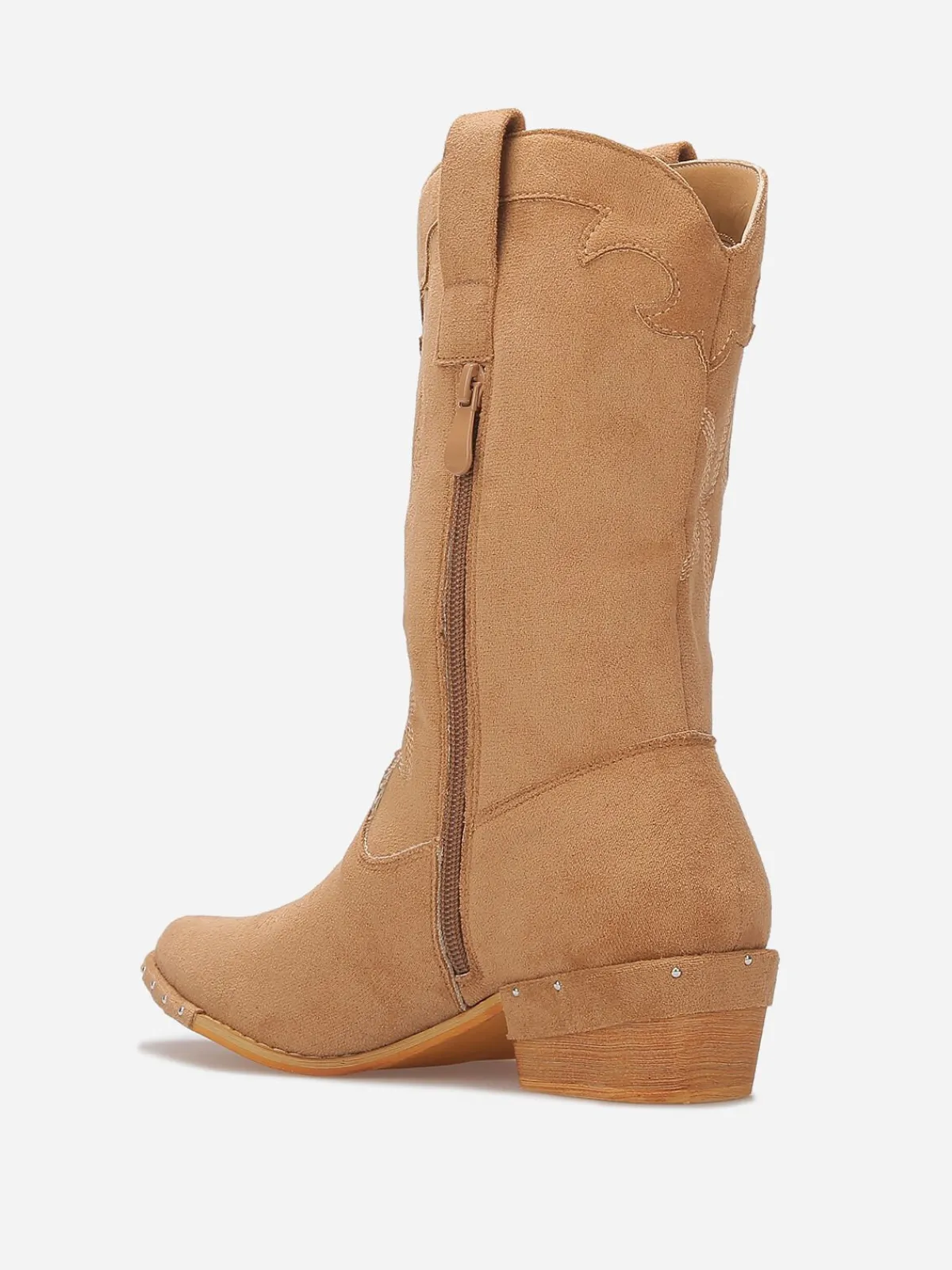 Sale La Modeuse Santiags en suédine à clous Taupe