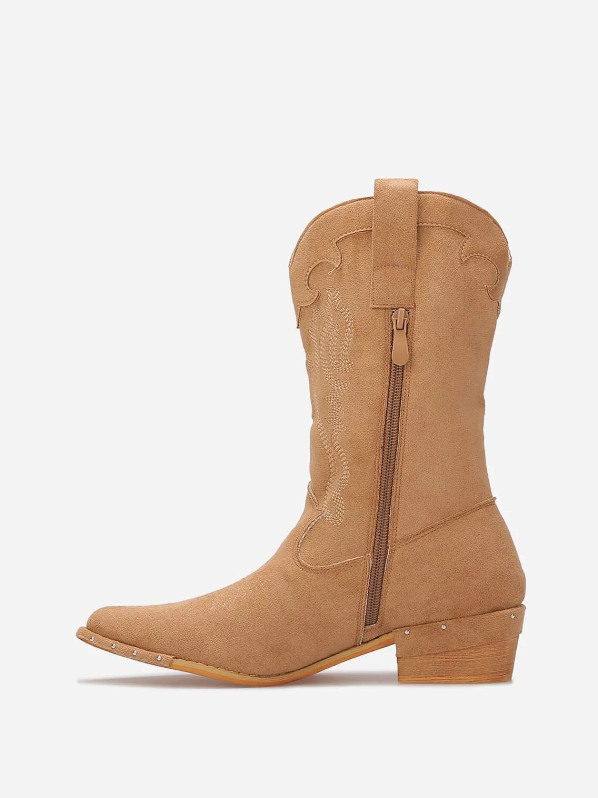 Sale La Modeuse Santiags en suédine à clous Taupe