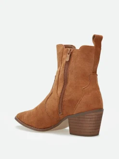 Hot La Modeuse Santiags en suédine à empiècement élastique Camel