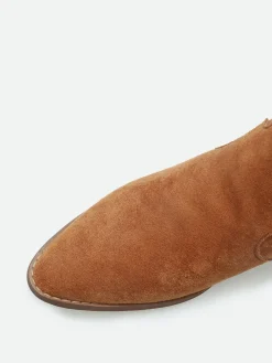 Hot La Modeuse Santiags en suédine à empiècement élastique Camel