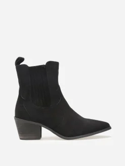 Outlet La Modeuse Santiags en suédine à empiècement élastique Noir