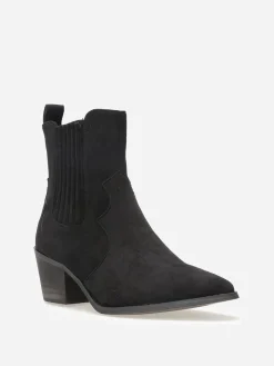 Outlet La Modeuse Santiags en suédine à empiècement élastique Noir