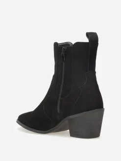 Outlet La Modeuse Santiags en suédine à empiècement élastique Noir