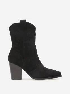Discount La Modeuse Santiags en suédine à empiècements Noir