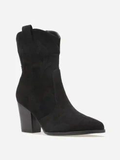 Discount La Modeuse Santiags en suédine à empiècements Noir