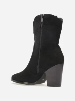 Discount La Modeuse Santiags en suédine à empiècements Noir