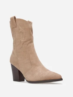 Sale La Modeuse Santiags en suédine à empiècements Taupe