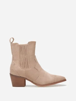 Online La Modeuse Santiags en suédine à empiècement élastique Taupe