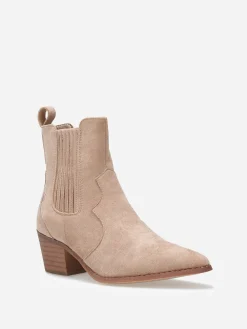 Online La Modeuse Santiags en suédine à empiècement élastique Taupe