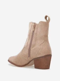 Online La Modeuse Santiags en suédine à empiècement élastique Taupe