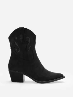New La Modeuse Santiags en suédine à motifs en simili Noir