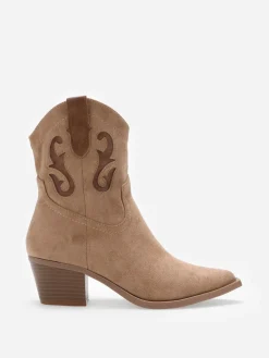 Clearance La Modeuse Santiags en suédine à motifs en simili Camel