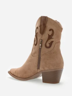 Clearance La Modeuse Santiags en suédine à motifs en simili Camel
