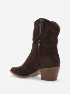 New La Modeuse Santiags en suédine à motifs en simili Marron