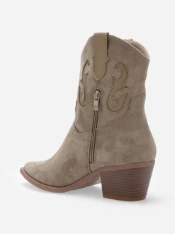 Best La Modeuse Santiags en suédine à motifs en simili Taupe