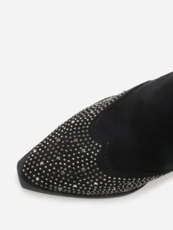 Discount La Modeuse Santiags en suédine à strass Noir