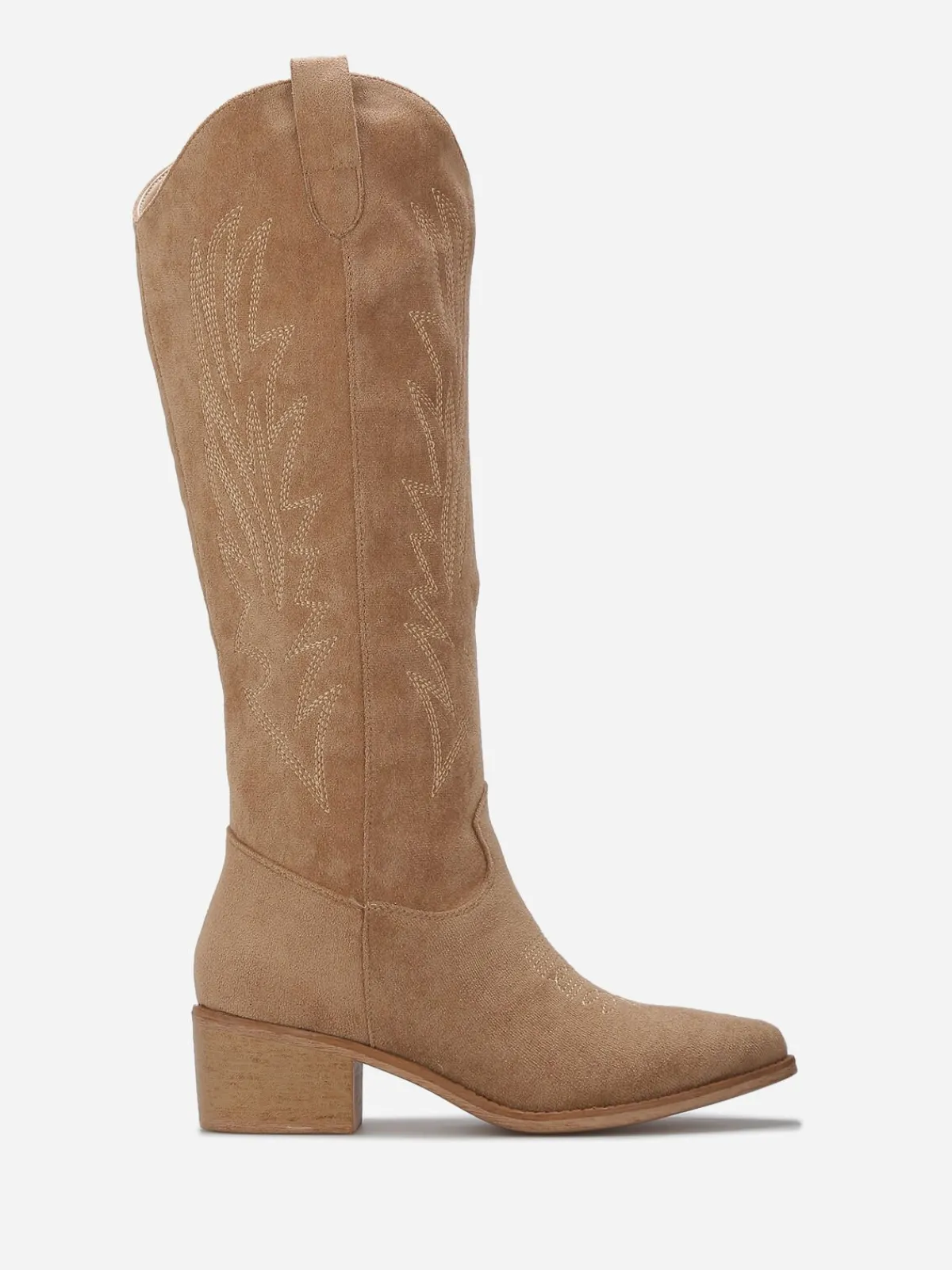 Discount La Modeuse Santiags en suédine à surpiqûres décoratives Taupe