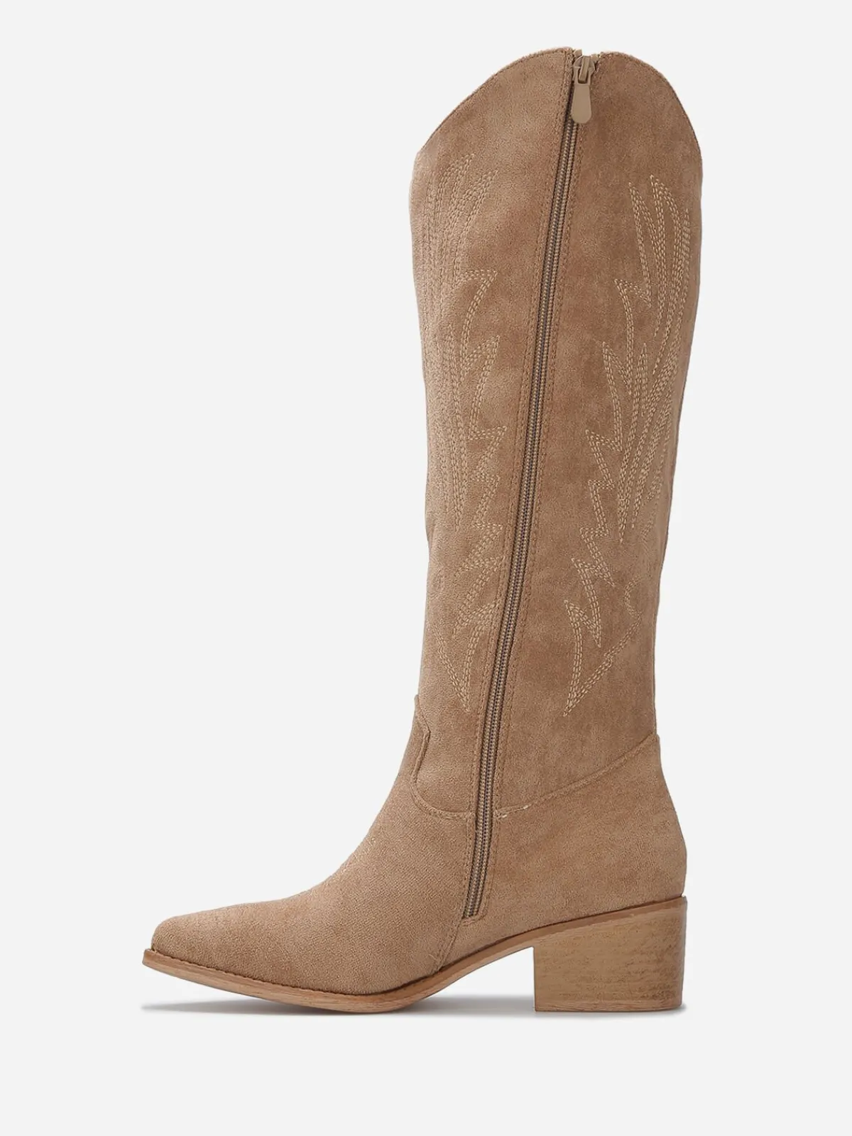 Discount La Modeuse Santiags en suédine à surpiqûres décoratives Taupe