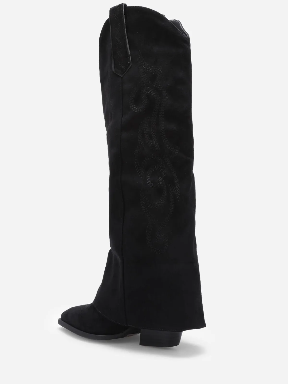 Hot La Modeuse Santiags hautes à revers et surpiqûres Noir