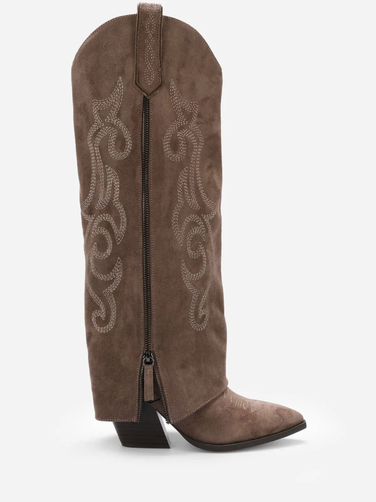 Best La Modeuse Santiags hautes à revers et surpiqûres Taupe