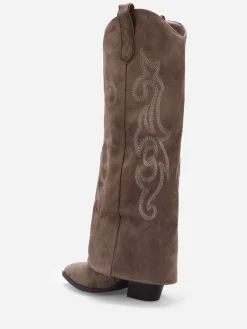 Best La Modeuse Santiags hautes à revers et surpiqûres Taupe
