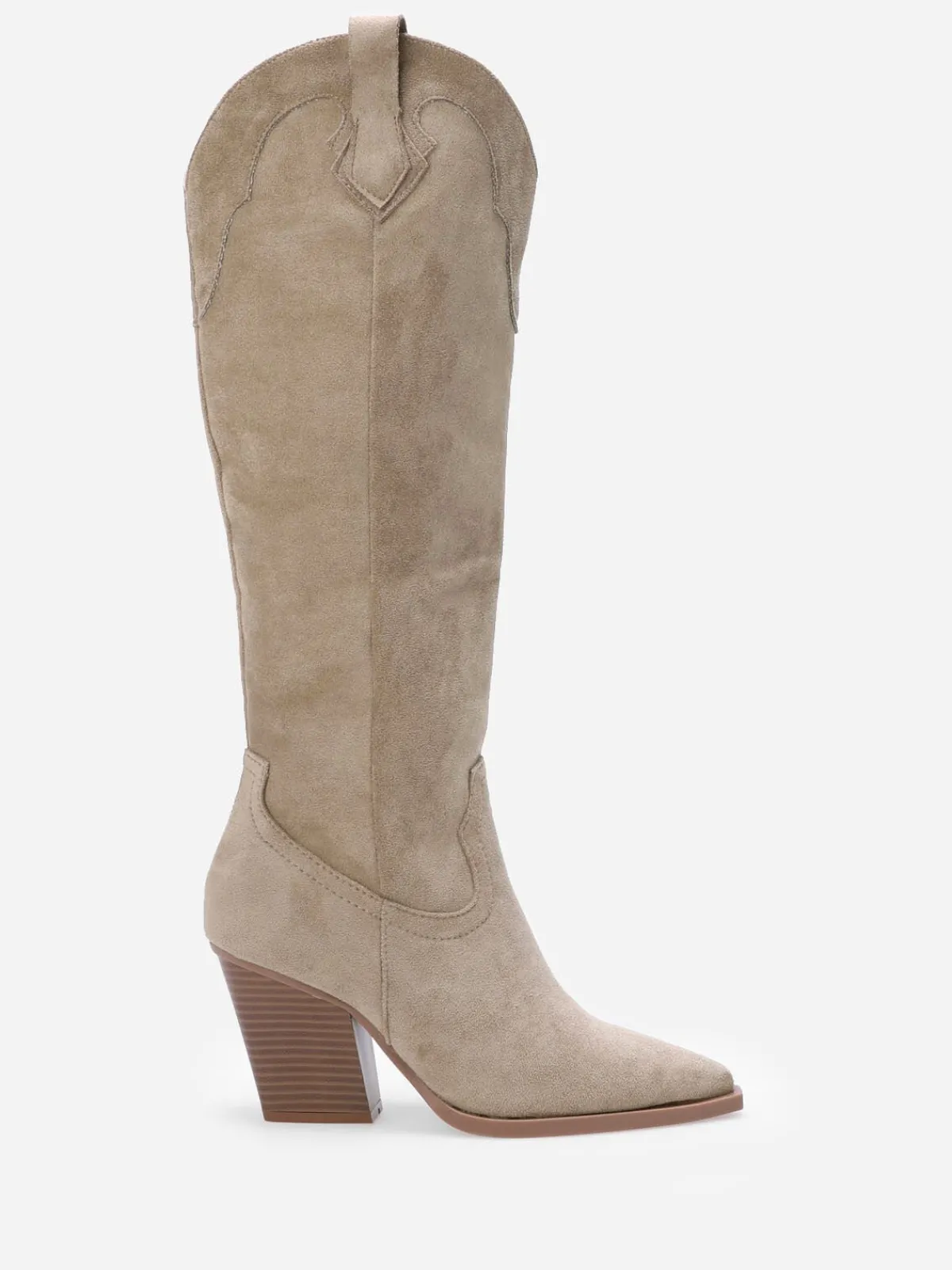 Best La Modeuse Santiags hautes en suédine et à talon Taupe