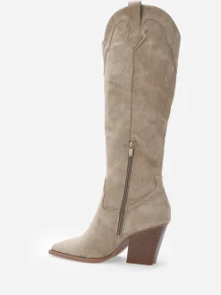 Best La Modeuse Santiags hautes en suédine et à talon Taupe