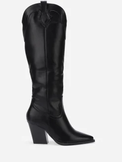 Best La Modeuse Santiags hautes et pointues en simili Noir