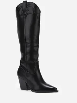 Best La Modeuse Santiags hautes et pointues en simili Noir