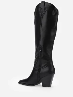 Best La Modeuse Santiags hautes et pointues en simili Noir