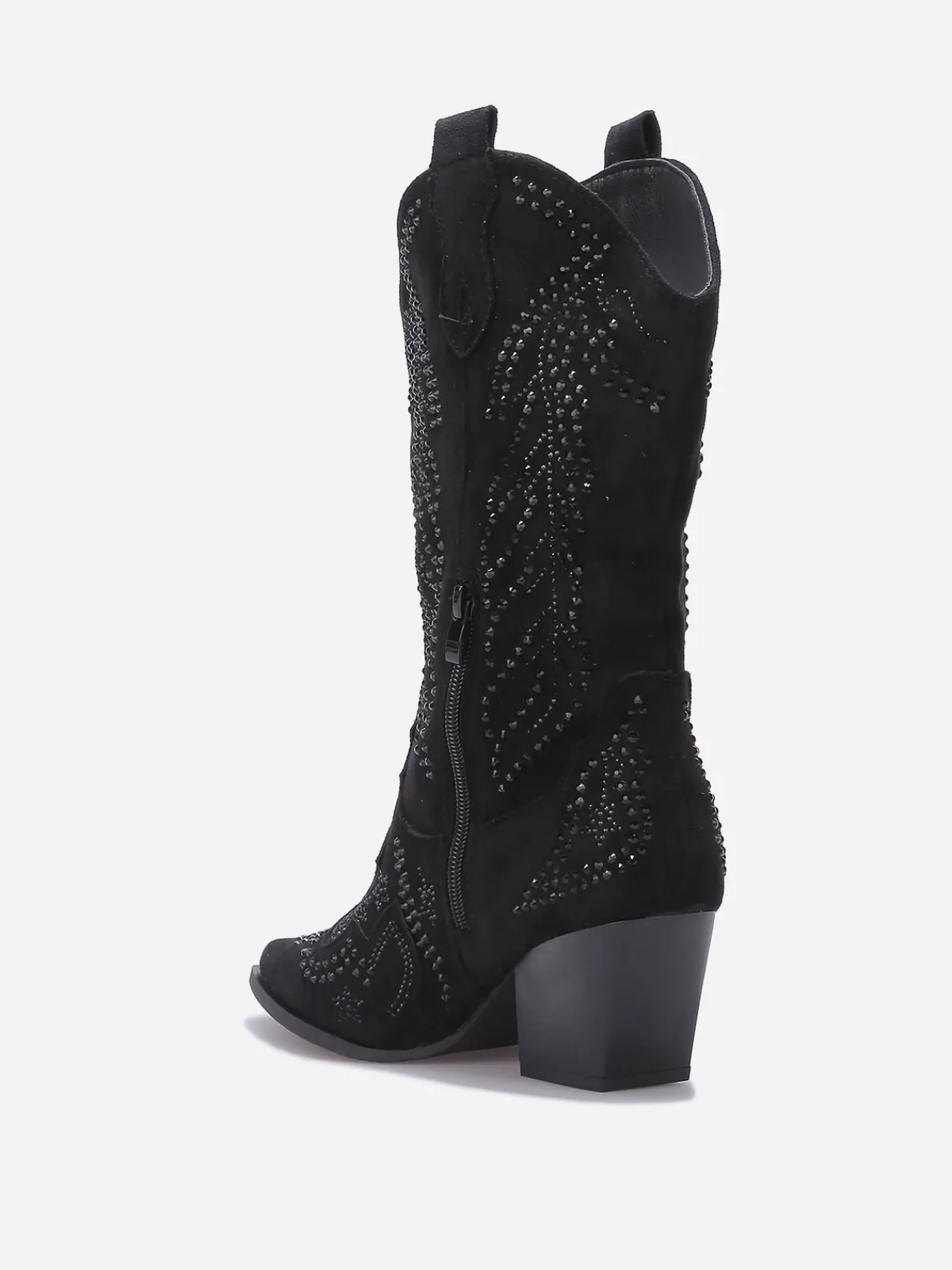 Outlet La Modeuse Santiags mi-hautes à strass Noir