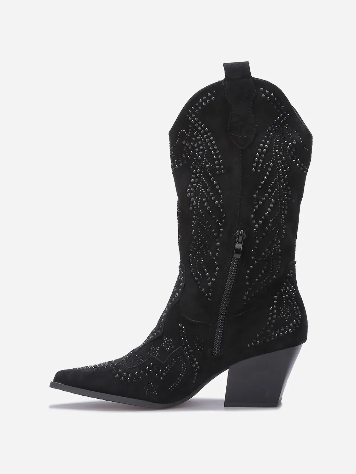 Outlet La Modeuse Santiags mi-hautes à strass Noir